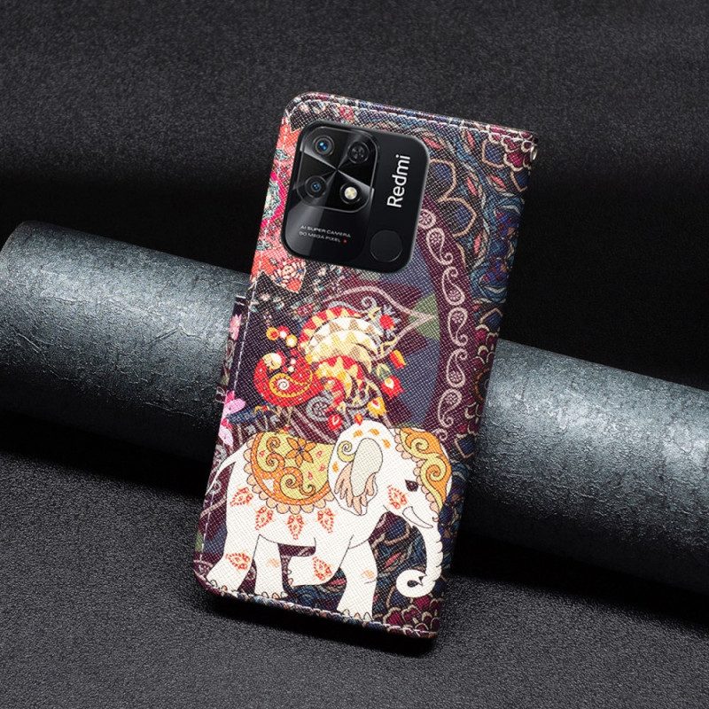 Folio-hoesje voor Xiaomi Redmi 10C Stammen Olifant