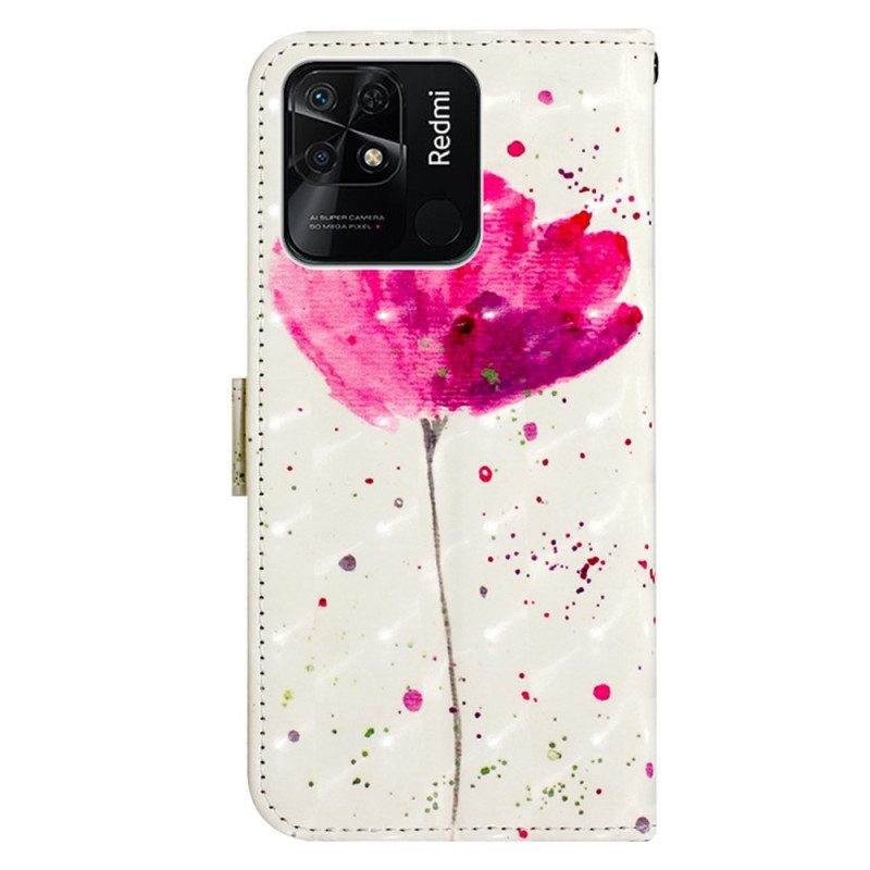 Hoesje Folio-hoesje voor Xiaomi Redmi 10C Met Ketting Band Poppy