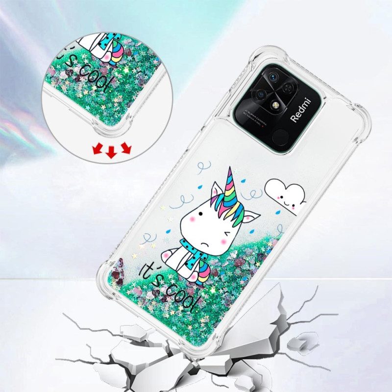 Hoesje voor Xiaomi Redmi 10C Glitter Eenhoorns