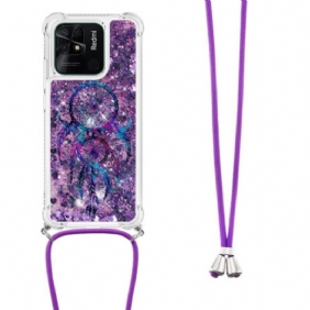 Hoesje voor Xiaomi Redmi 10C Met Koord Dreamcatcher Met Trekkoord En Pailletten