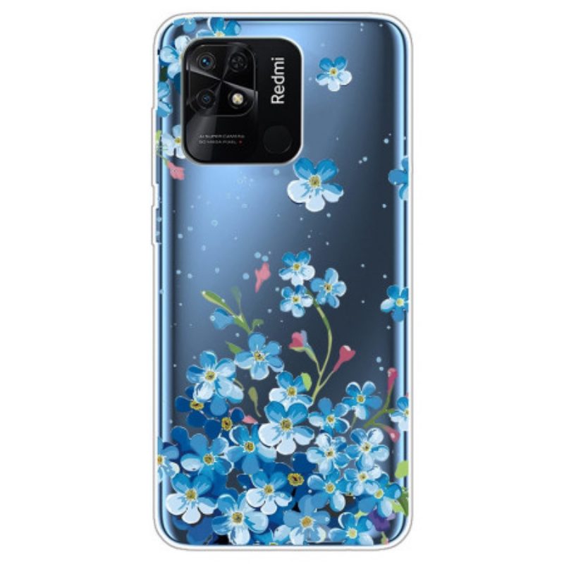 Hoesje voor Xiaomi Redmi 10C Naadloze Blauwe Bloemen