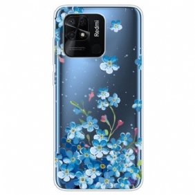 Hoesje voor Xiaomi Redmi 10C Naadloze Blauwe Bloemen