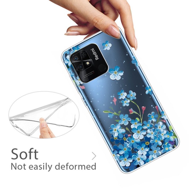 Hoesje voor Xiaomi Redmi 10C Naadloze Blauwe Bloemen