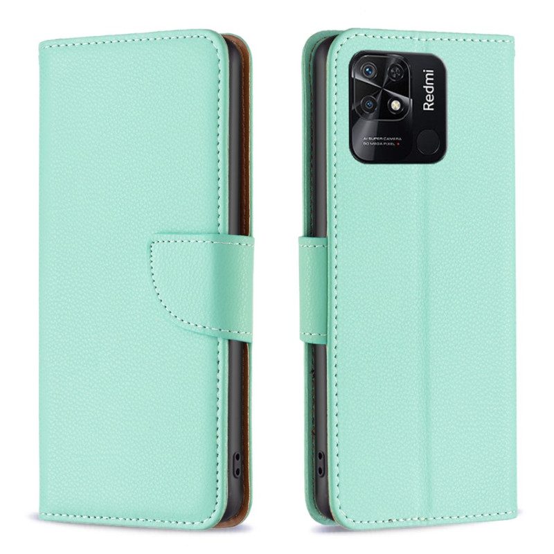 Leren Hoesje voor Xiaomi Redmi 10C Lychee Schuine Sluiting