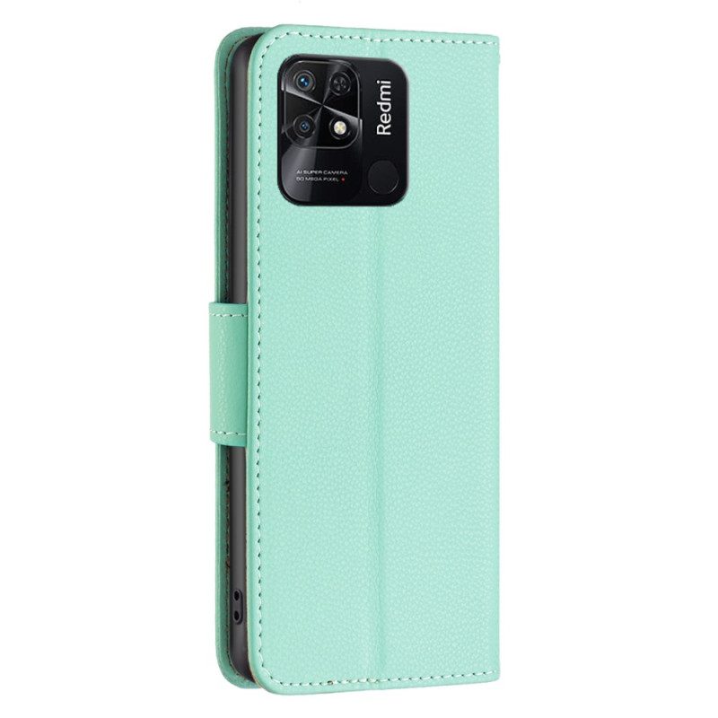 Leren Hoesje voor Xiaomi Redmi 10C Lychee Schuine Sluiting