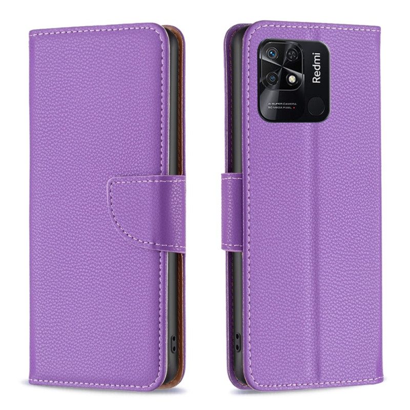 Leren Hoesje voor Xiaomi Redmi 10C Lychee Schuine Sluiting