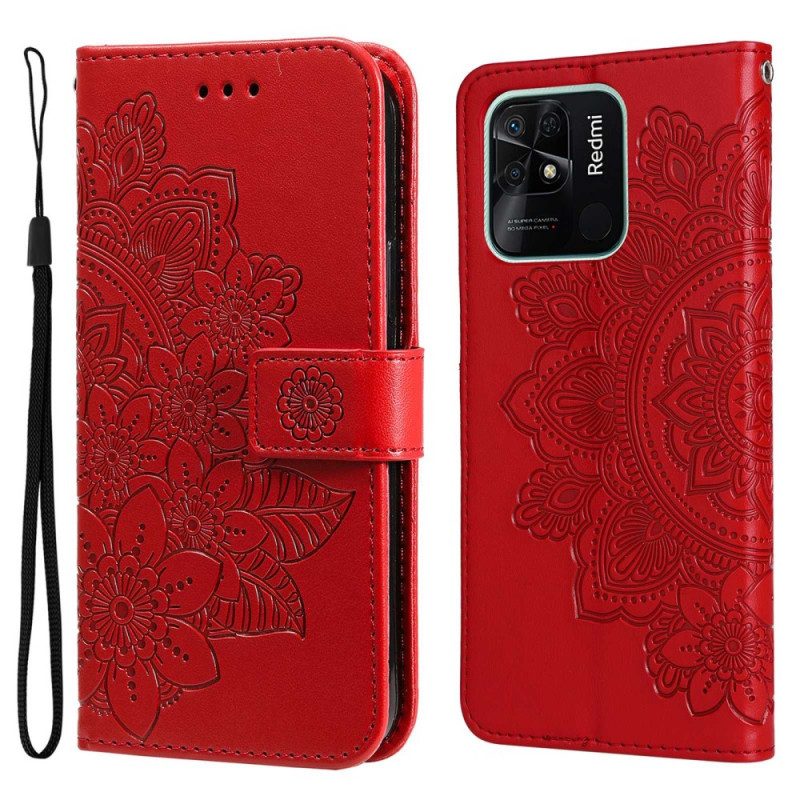 Leren Hoesje voor Xiaomi Redmi 10C Met Ketting Strakke Mandala