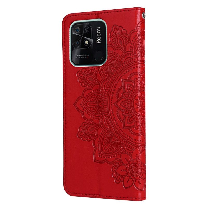 Leren Hoesje voor Xiaomi Redmi 10C Met Ketting Strakke Mandala