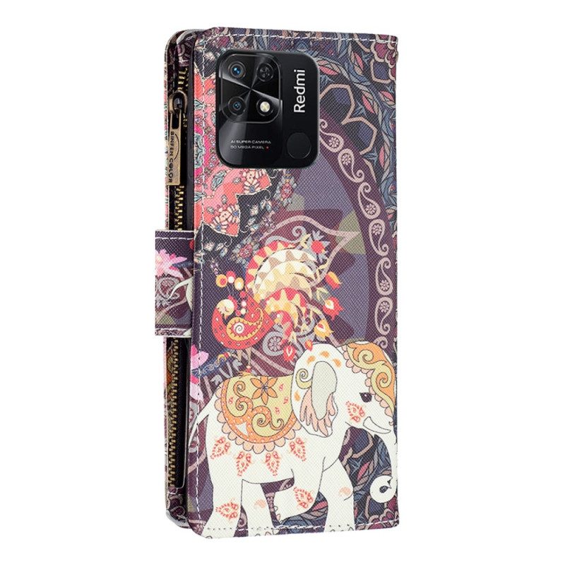 Leren Hoesje voor Xiaomi Redmi 10C Olifantenzak Met Ritssluiting