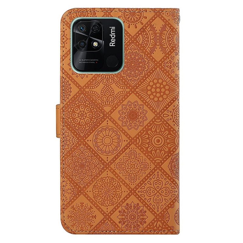 Leren Hoesje voor Xiaomi Redmi 10C Tapijt Patroon