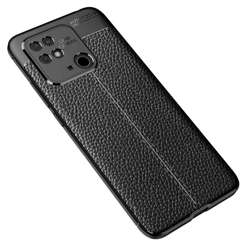 Telefoonhoesje voor Xiaomi Redmi 10C Dubbellijnig Litchi-leereffect