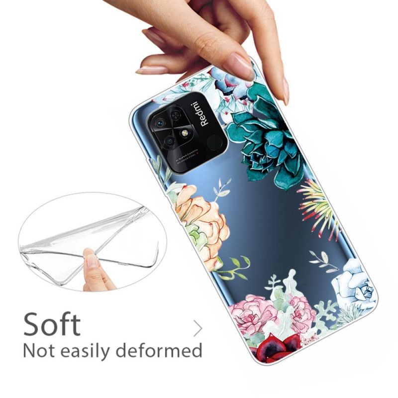 Telefoonhoesje voor Xiaomi Redmi 10C Naadloze Aquarel Bloemen