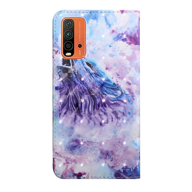 Flip Case voor Xiaomi Redmi 9T Aquarel Wolf