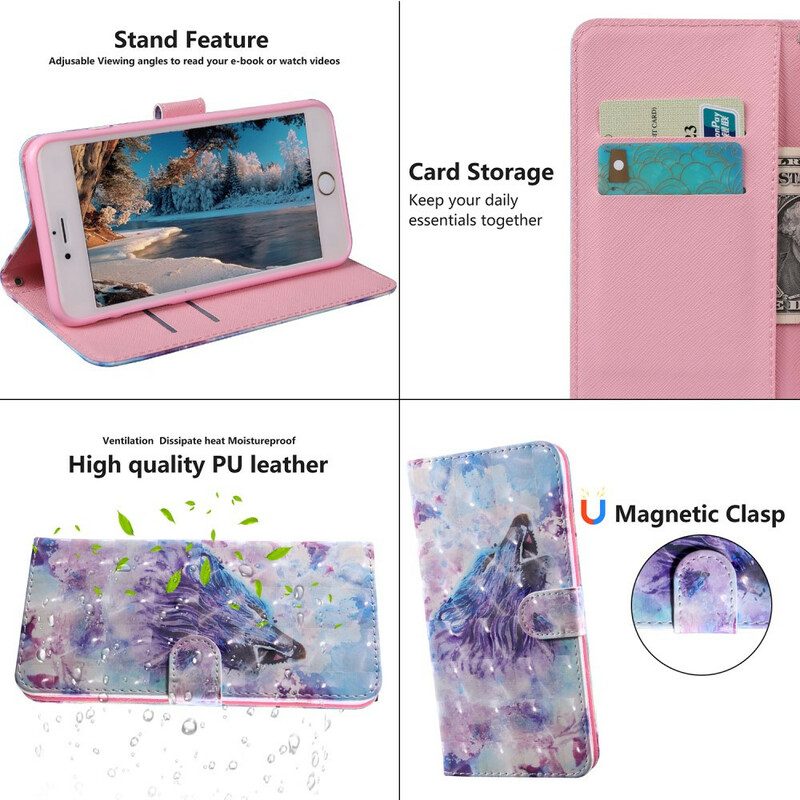 Flip Case voor Xiaomi Redmi 9T Aquarel Wolf