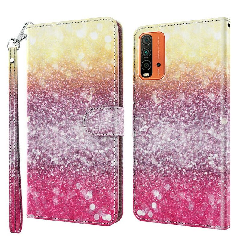 Folio-hoesje voor Xiaomi Redmi 9T Magenta Glitterverloop