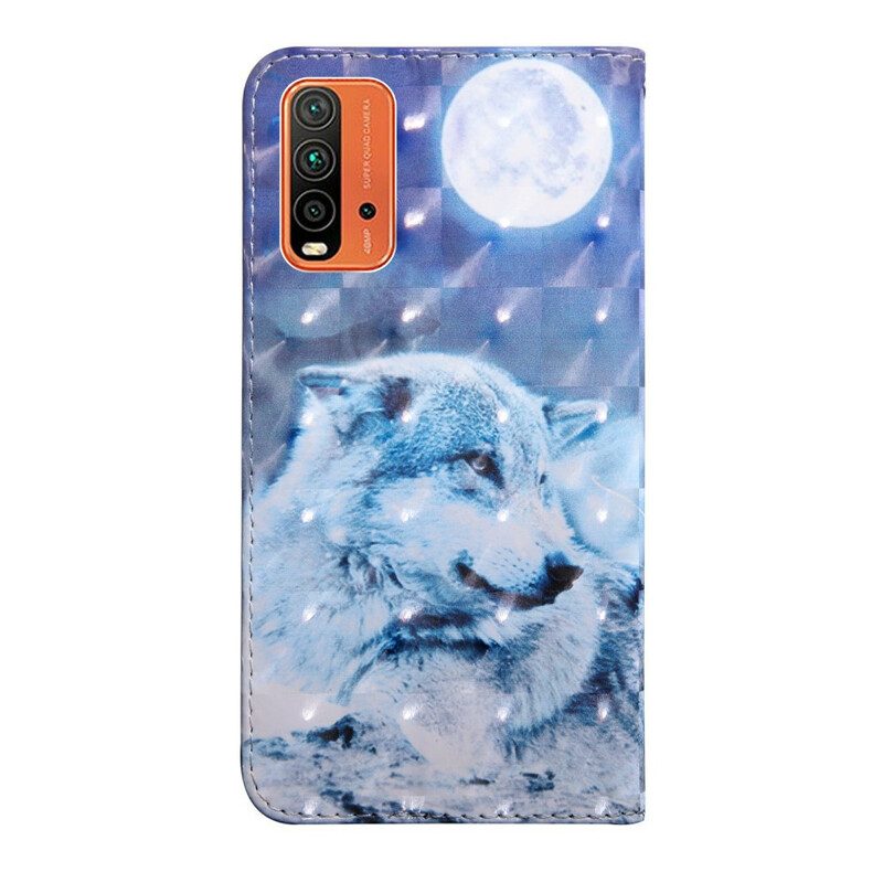 Folio-hoesje voor Xiaomi Redmi 9T Wolf In Maanlicht