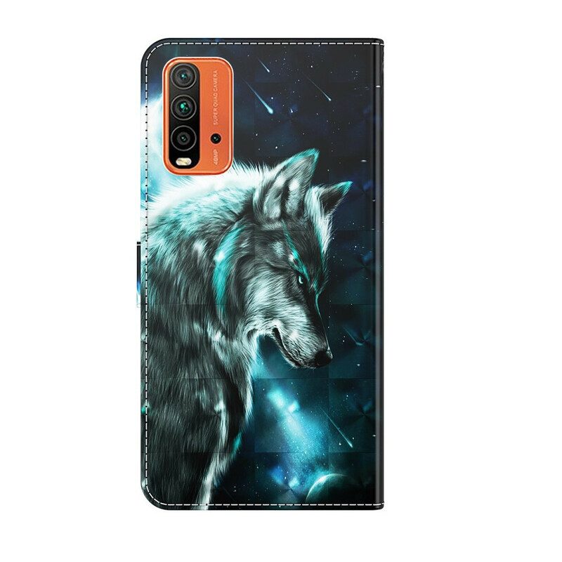 Leren Hoesje voor Xiaomi Redmi 9T Majestueuze Wolf