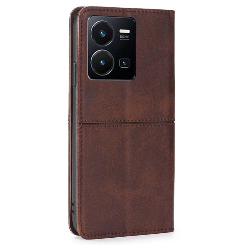 Bescherming Hoesje voor Vivo Y35 Folio-hoesje Retro Leereffect