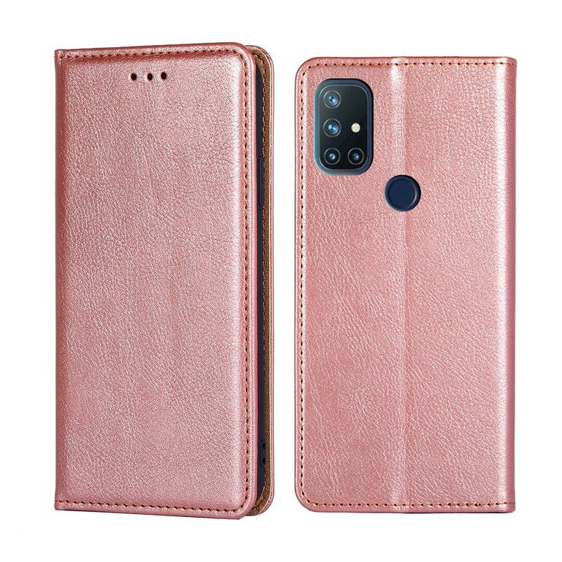 Bescherming Hoesje voor OnePlus Nord N10 Folio-hoesje Fijne Lederen Stijl