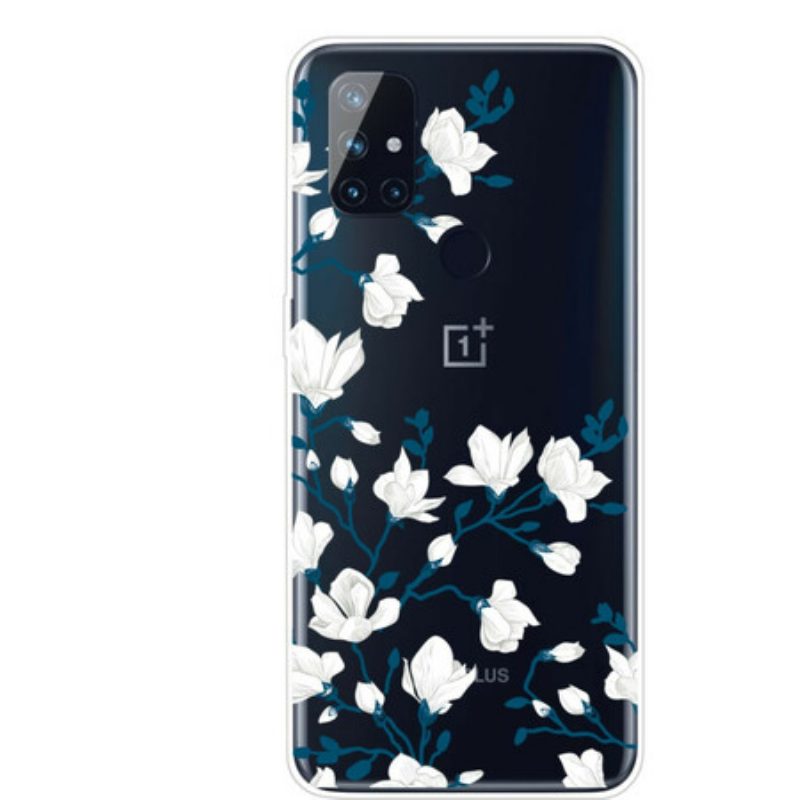 Hoesje voor OnePlus Nord N10 Witte Bloemen