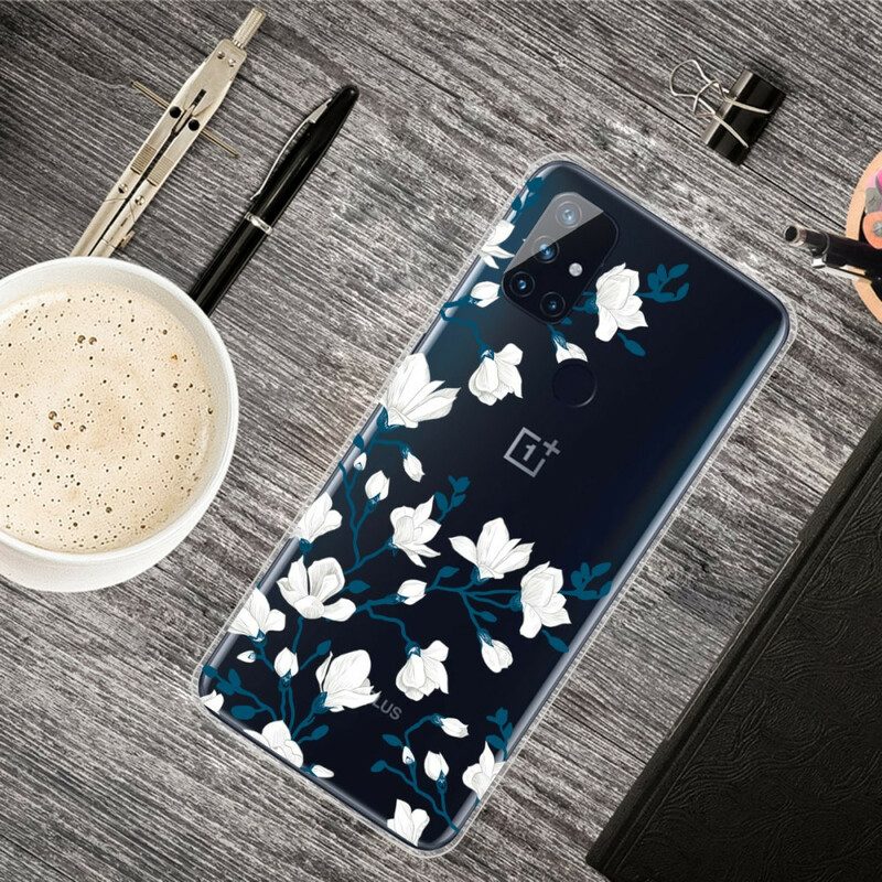 Hoesje voor OnePlus Nord N10 Witte Bloemen