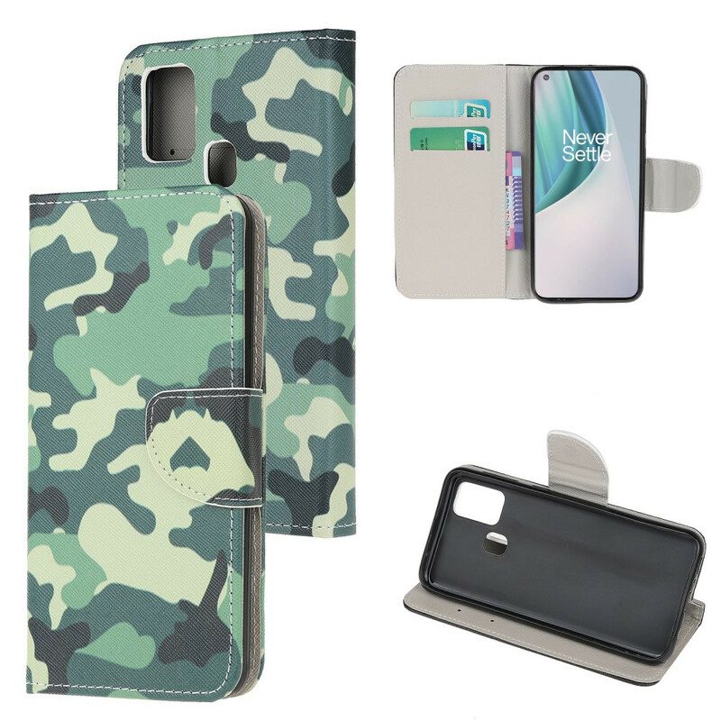 Leren Hoesje voor OnePlus Nord N10 Militaire Camouflage