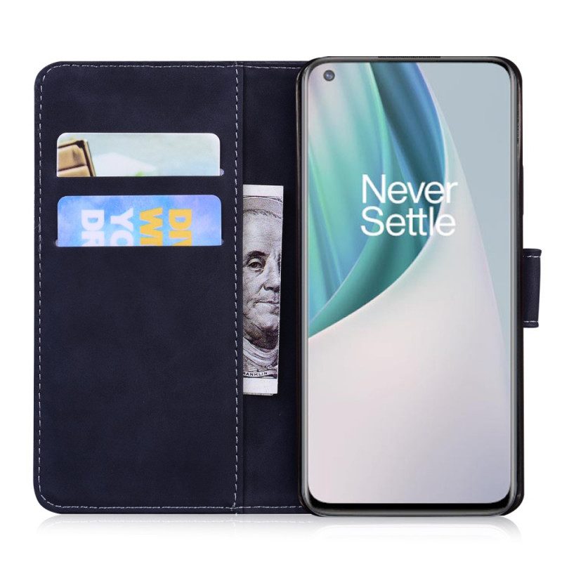 Leren Hoesje voor OnePlus Nord N10 Monochroom Leereffect