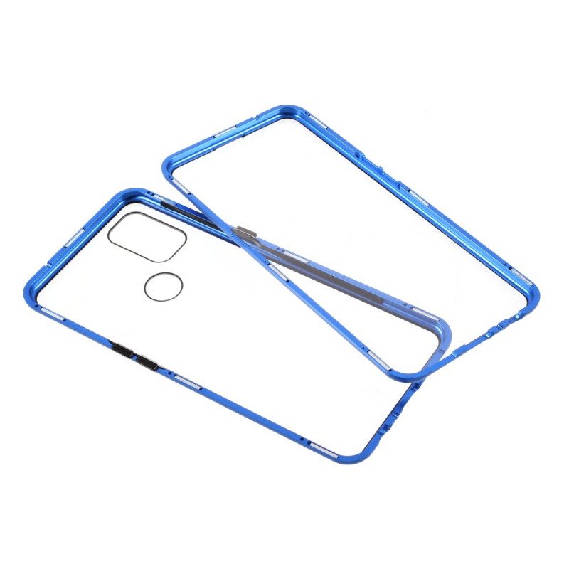 Telefoonhoesje voor OnePlus Nord N10 Tweezijdig Magnetisch Gehard Glas En Metaal