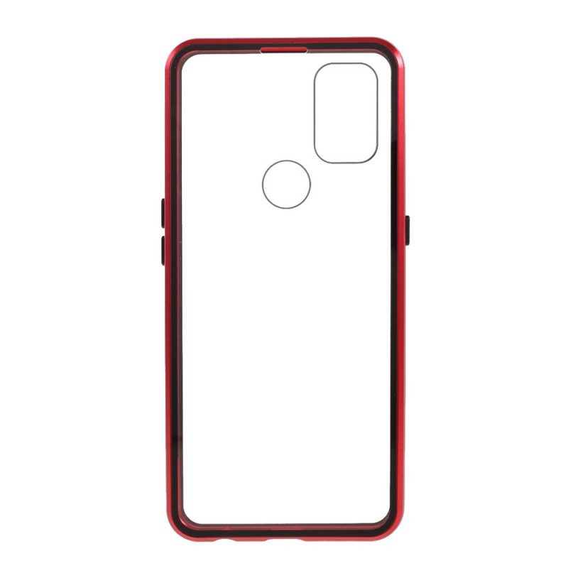 Telefoonhoesje voor OnePlus Nord N10 Tweezijdig Magnetisch Gehard Glas En Metaal