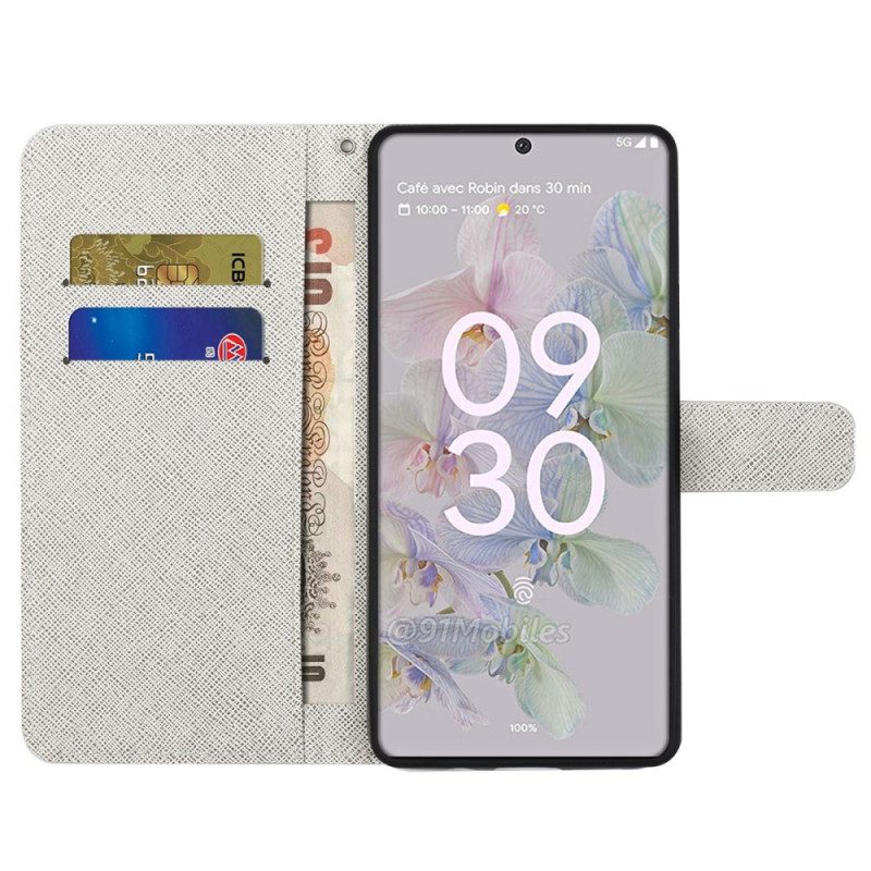 Flip Case voor Google Pixel 6A Met Ketting String Katten