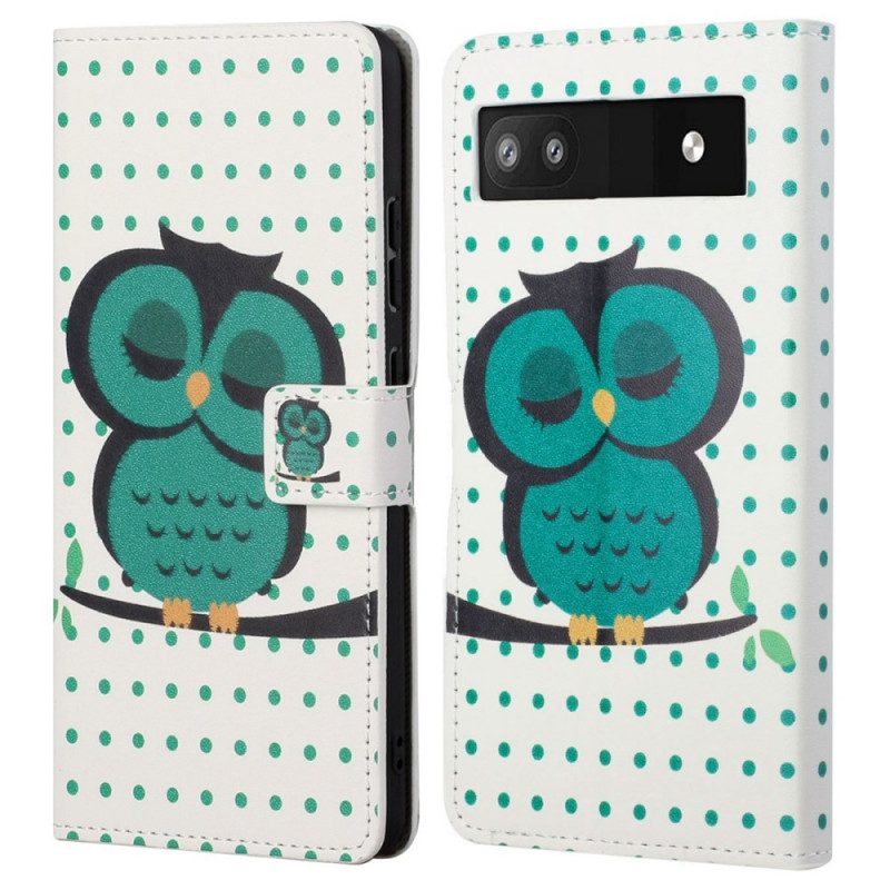 Flip Case voor Google Pixel 6A Slapende Uil