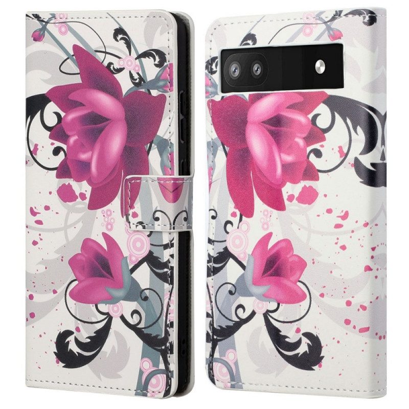 Flip Case voor Google Pixel 6A Tropische Bloemen