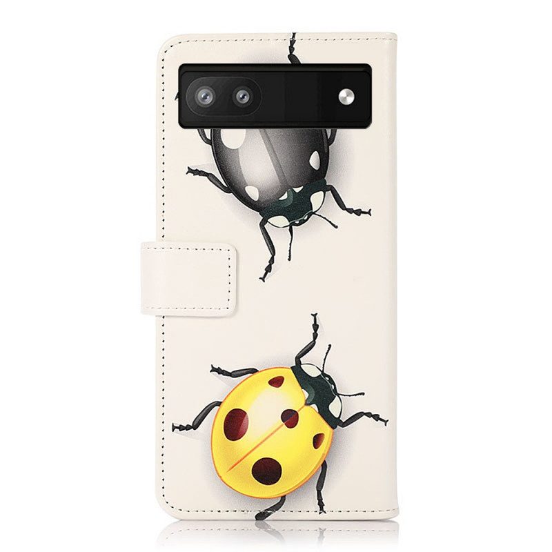 Folio-hoesje voor Google Pixel 6A Lieveheersbeestjes