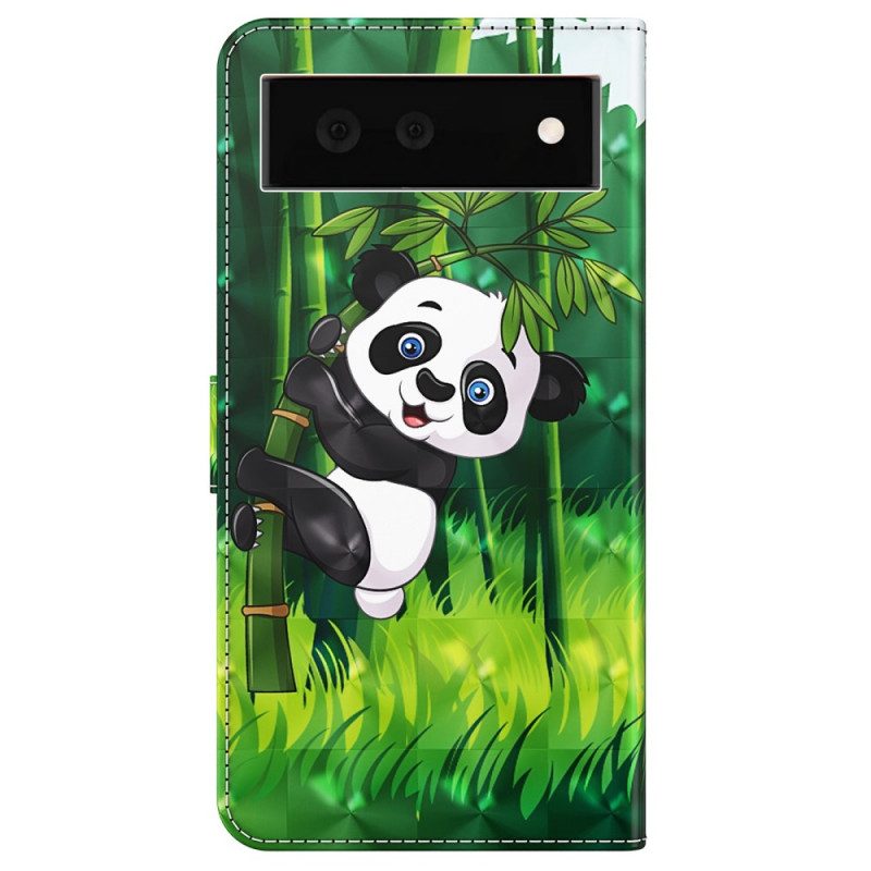 Folio-hoesje voor Google Pixel 6A Met Ketting Strakke Panda