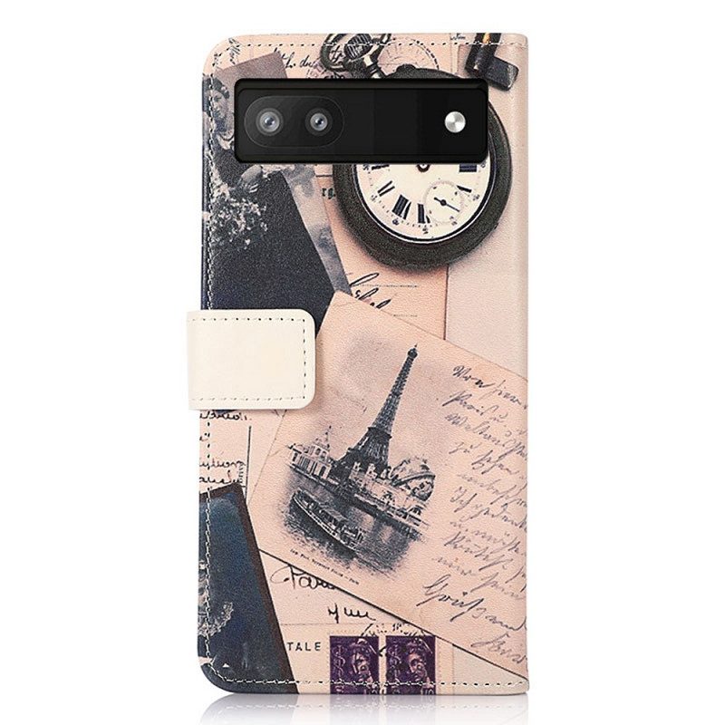 Leren Hoesje voor Google Pixel 6A Eiffeltoren