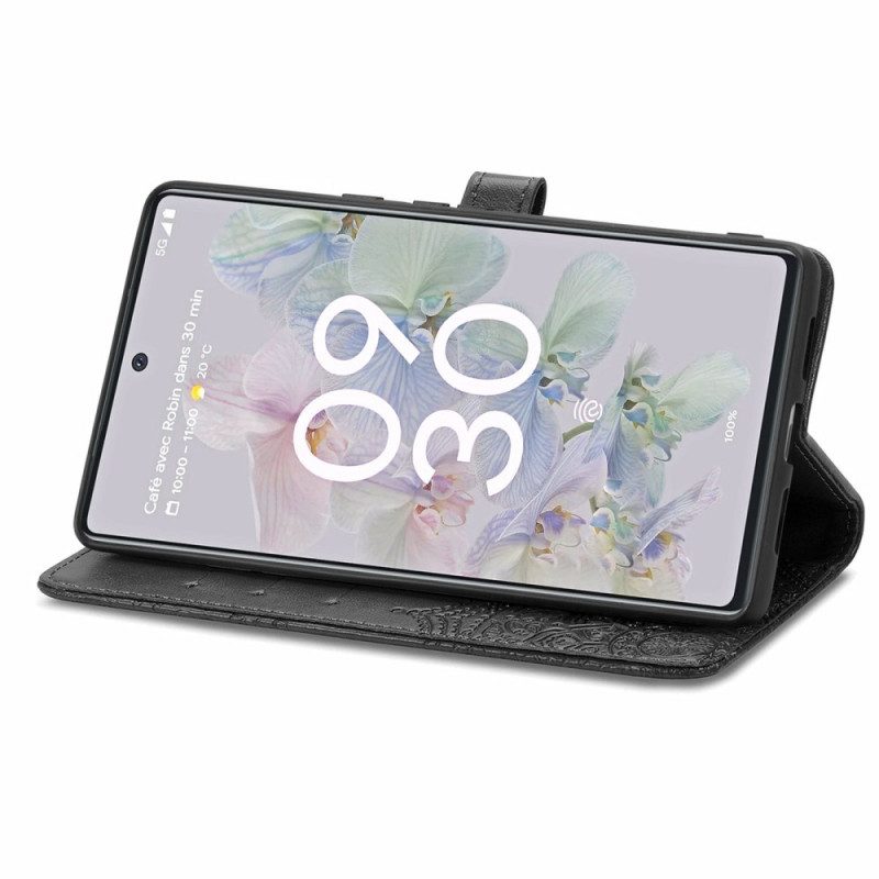 Leren Hoesje voor Google Pixel 6A Met Ketting Strappy Zon Mandala