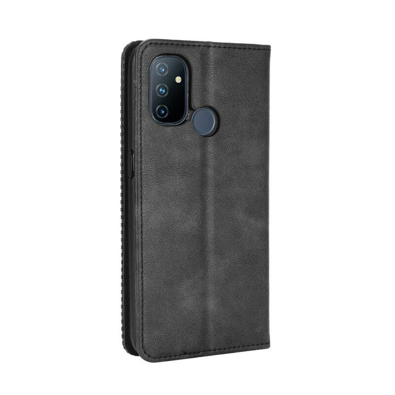 Bescherming Hoesje voor OnePlus Nord N100 Folio-hoesje Gestileerd Vintage Leereffect