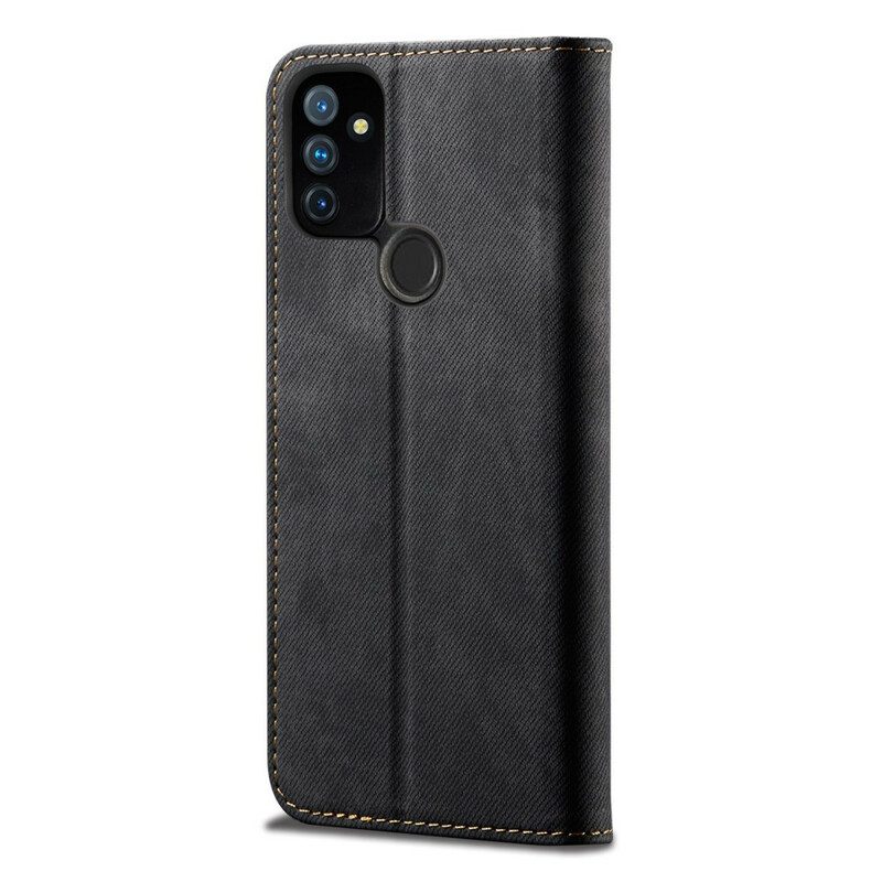 Bescherming Hoesje voor OnePlus Nord N100 Folio-hoesje De Textuur Van Jeans Van Het Leer Van Het Imitatieleer