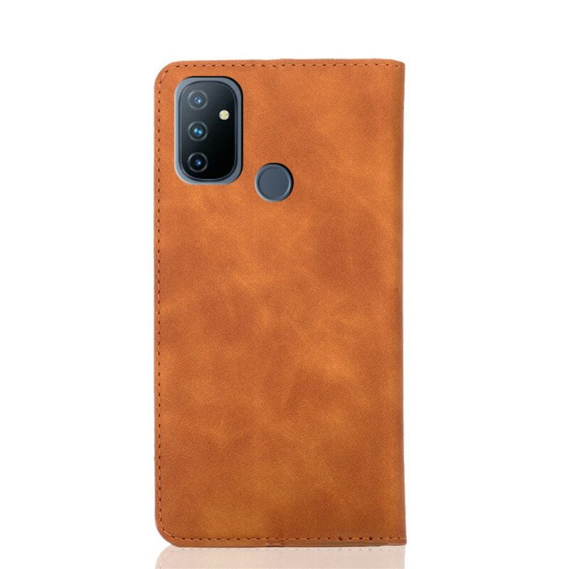 Bescherming Hoesje voor OnePlus Nord N100 Folio-hoesje Zijdezacht Leereffect