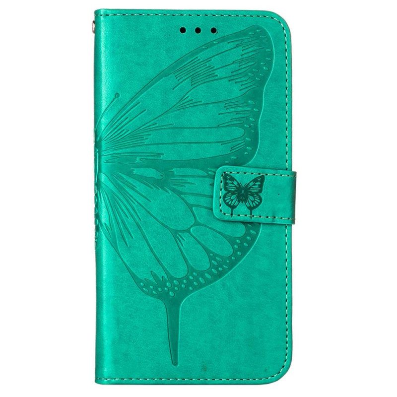 Flip Case voor OnePlus Nord N100 Met Ketting Vlinderontwerp Met Bandjes