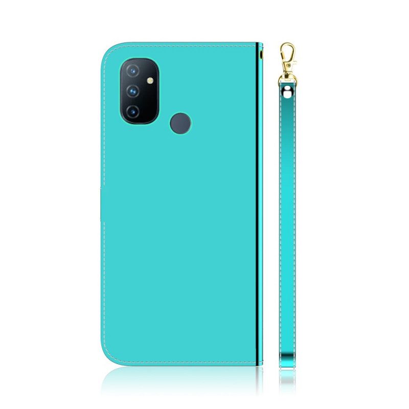 Flip Case voor OnePlus Nord N100 Spiegelhoes Van Imitatieleer