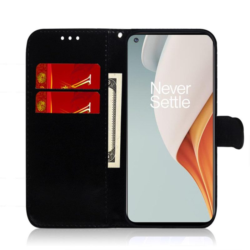 Flip Case voor OnePlus Nord N100 Spiegelhoes Van Imitatieleer