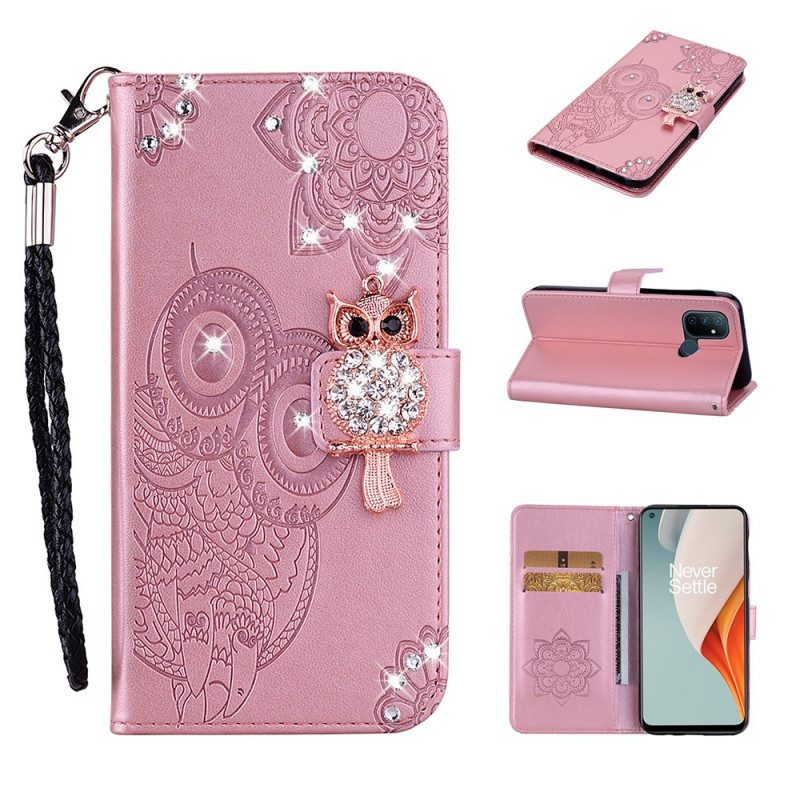 Flip Case voor OnePlus Nord N100 Uil Mandala En Charme