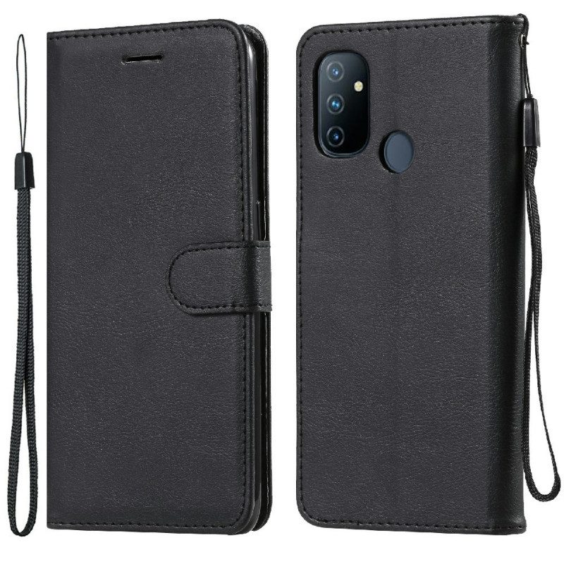 Leren Hoesje voor OnePlus Nord N100 Met Ketting Strappy Leereffect