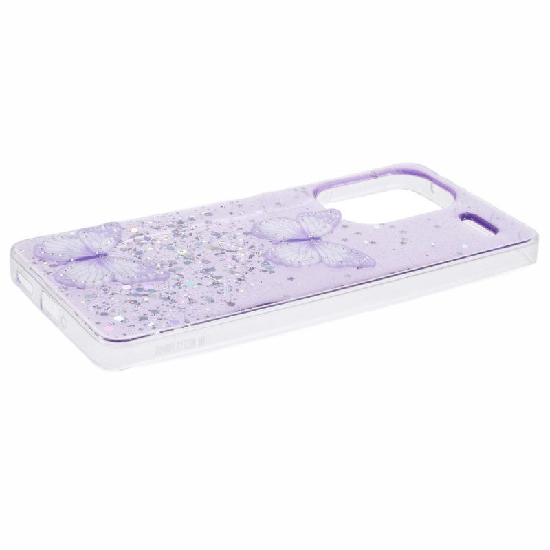 Case Hoesje Xiaomi Redmi Note 13 Pro Plus 5g Telefoonhoesje Glittervlinders