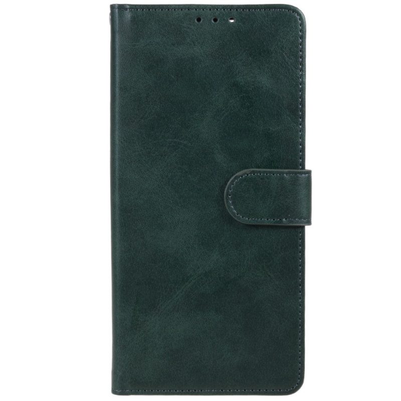 Flip Case Leren Xiaomi Redmi Note 13 Pro Plus 5g Effen Leereffect Met Riem