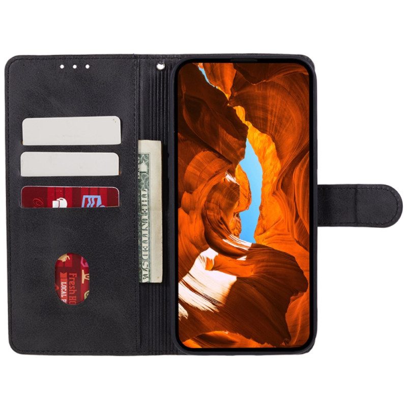 Flip Case Leren Xiaomi Redmi Note 13 Pro Plus 5g Effen Leereffect Met Riem