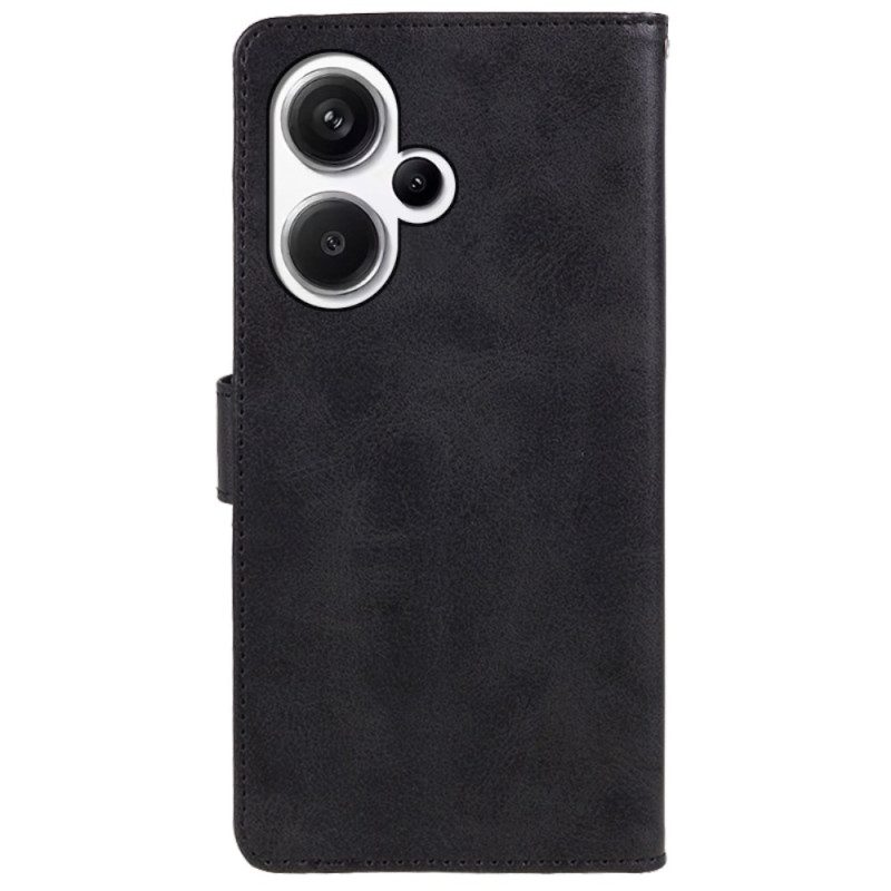 Flip Case Leren Xiaomi Redmi Note 13 Pro Plus 5g Effen Leereffect Met Riem