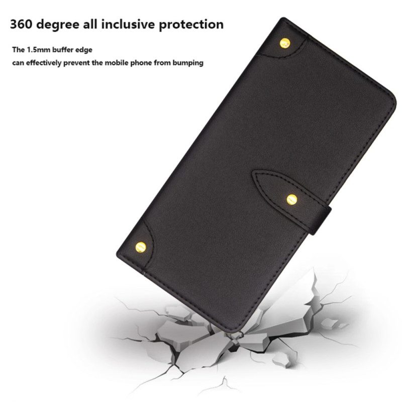 Flip Case Leren Xiaomi Redmi Note 13 Pro Plus 5g Idewei Decoratieve Klinknagels