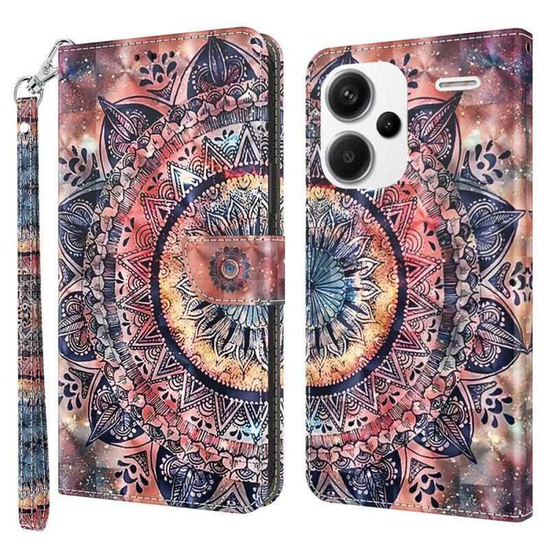 Flip Case Leren Xiaomi Redmi Note 13 Pro Plus 5g Kleurrijke Mandala Met Riempje